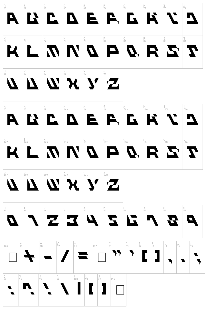 Fluxious Advance font map